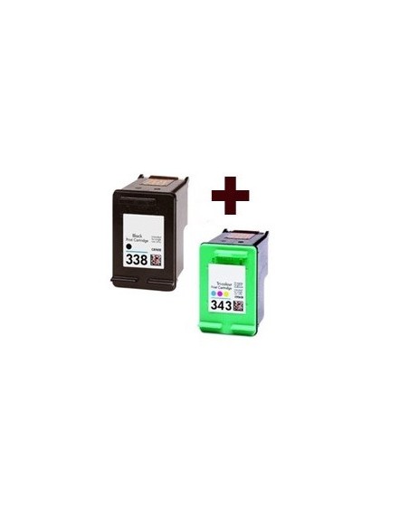 HP 338 + HP 343 Pack cartuchos compatibles negro hp 338 y color hp 343 alta capacidad