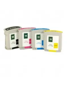 HP 10 / HP 11 pack 4 tintas compatibles HP 10 BK +  HP 11 C/M/Y