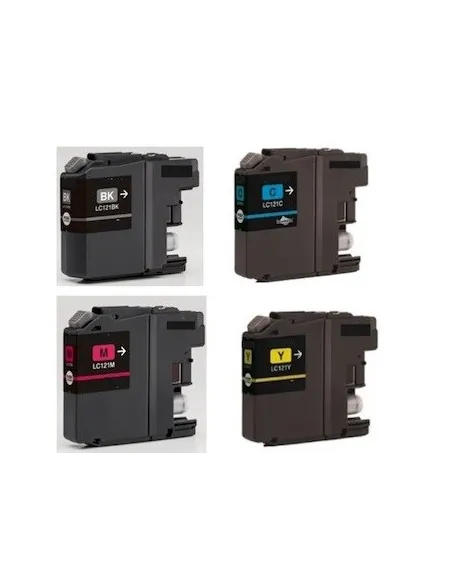 pack 4 tintas Brother LC121 DCP J152W/J552DW/J752DW MFC J470DW/J650DW/J870DW