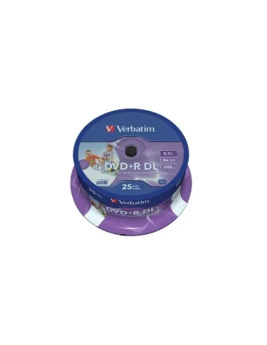 Dvd+r doble capa photo printable verbatim tarrina 25 uds. 8x   