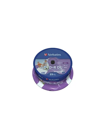 Dvd+r doble capa photo printable verbatim tarrina 25 uds. 8x   