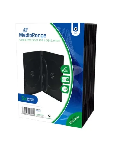MediaRange Caja DVD para 4 discos Pack 5 uds
