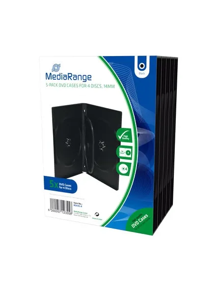 MediaRange Caja DVD para 4 discos Pack 5 uds
