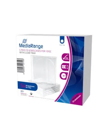 MediaRange Caja CD Jewel Bandeja Transparente Pack 5 ud