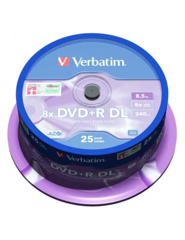 DVD+R Verbatim 8x Doble Capa Tarrina 25 uds