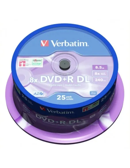 DVD+R Verbatim 8x Doble Capa Tarrina 25 uds