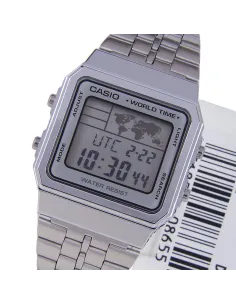 reloj hombre mujer Casio A500WA-7A hora mundial plateado 2