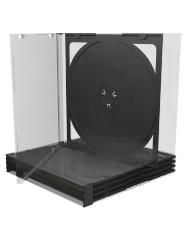 Caja CD Jewel 2 discos Bandeja Negra Pack 5 ud MEDIARANGE