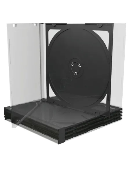 Caja CD Jewel 2 discos Bandeja Negra Pack 5 ud MEDIARANGE