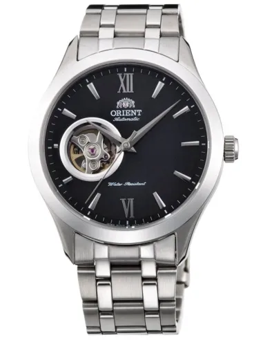 Reloj hombre automático Orient FAG03001B Skeleton correa acero dial negro