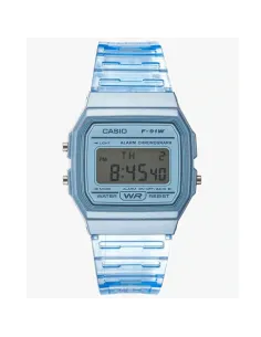 Reloj Clásico Casio F91WS-2 Azul corra resina 7 años batería alarma cronómetro 2