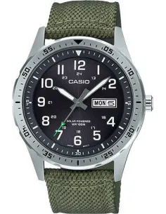 Reloj hombre deportivo Solar Casio MTPS-120L-3A correa tela dial negro 100m