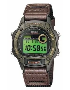 Reloj deportivo hombre Casio W94HF-3A hora doble correa cuero tela luz
