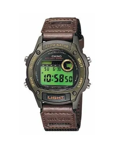 Reloj deportivo hombre Casio W94HF-3A hora doble correa cuero tela luz
