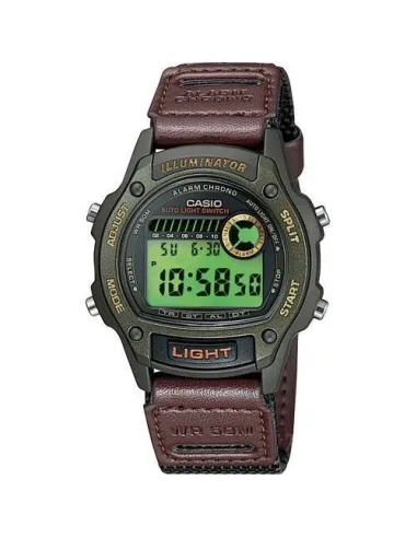 Reloj deportivo hombre Casio W94HF-3A hora doble correa cuero tela luz