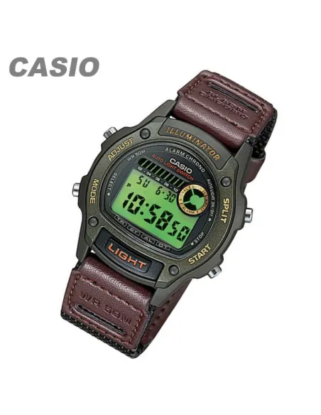 Reloj deportivo hombre Casio W94HF-3A hora doble correa cuero tela luz