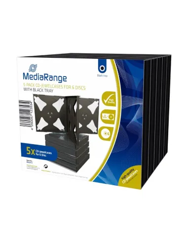 MediaRange Caja CD Jewel p/6 discos Pack 5