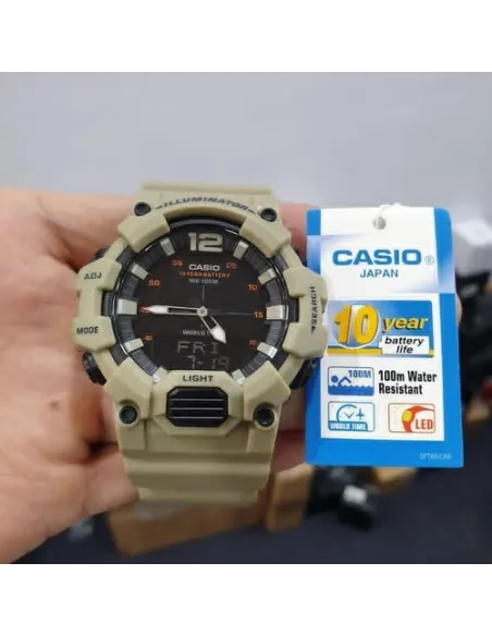 Reloj deportivo hombre Casio HDC-700-3A3 10 años batería Hora Mundial Pantalla Neón 100m WR correa goma