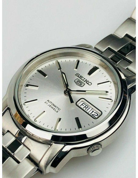 Reloj automático hombre Seiko 5 SNKK65K1 dial plata 38mm correa acero