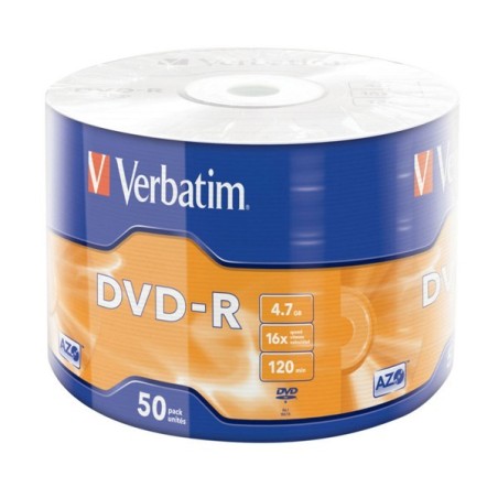 DVD-R 16X VERBATIM "MATT SILVER AZO" BOBINA 50 UDS