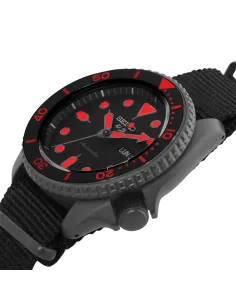 Reloj automático hombre Seiko 5 Sports SRPD83K1 dial negro 42.5mm correa tela 100m water resist 2