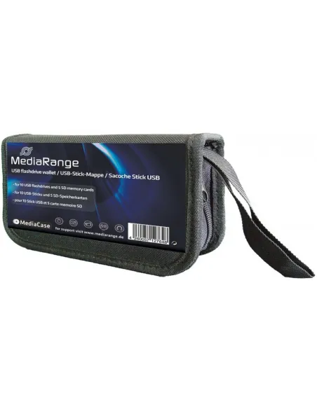 MediaRange Estuche de Nylon para 5 Tarjetas SD y 10 Pendrives