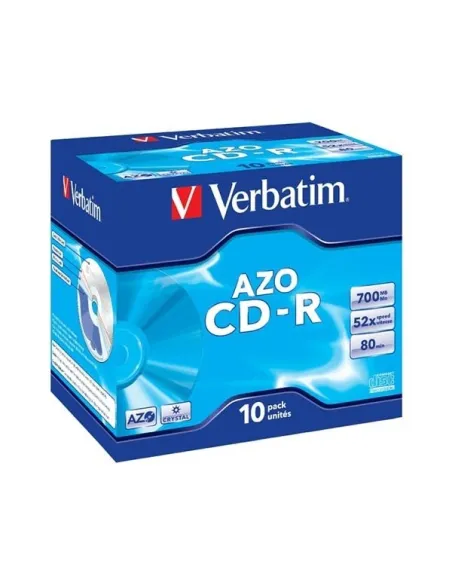 verbatim azo cd-r pack 10 jewel case crystal 700 mb