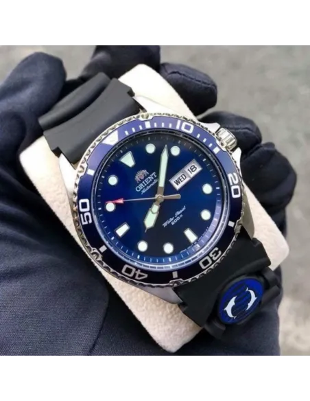 reloj hombre automático Orient Mako Ray II  FAA02008D dial azul correa goma