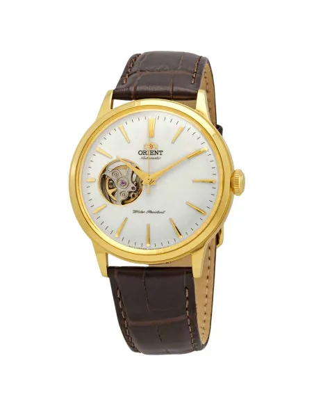Reloj Automático hombre Orient Bambino RA-AG0003S Open Heart correa cuero oro rosa