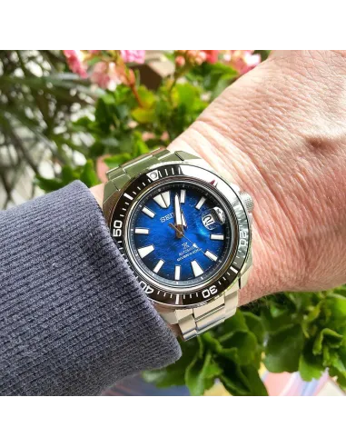 Reloj Automático hombre buceo Seiko Prospex SRPE33K1 Samurai Manta Ray Save the Ocean dial azul 43.8mm Zafiro