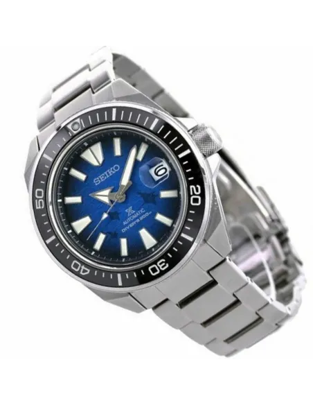 Reloj Automático hombre buceo Seiko Prospex SRPE33K1 Samurai Manta Ray Save the Ocean dial azul 43.8mm Zafiro