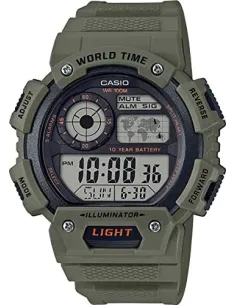 Reloj deportivo hombre Casio  Watch AE-1400WH-3AV Quartz 5 Alarms hora mundial 100m Wr 10 años batería
