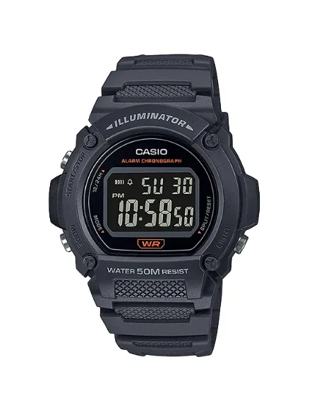 Reloj deportivo hombre Casio W219h-8B Luz LED Cronómetro alarma 50m Water Resist