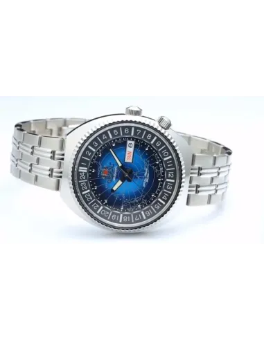 Reloj automático hombre Orient Revival World Map Automatic RA-AA0E03L dial azul 43.5mm correa acero 200m water resist