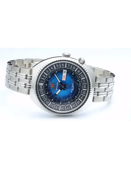 Reloj automático hombre Orient Revival World Map Automatic RA-AA0E03L dial azul 43.5mm correa acero 200m water resist