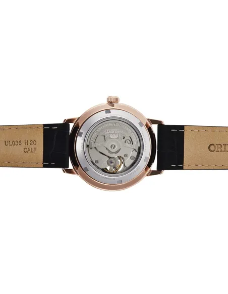 Reloj automático hombre Orient RA-AR0103B Open Heart correa cuero dial negro 40mm (permite cuerda manual)