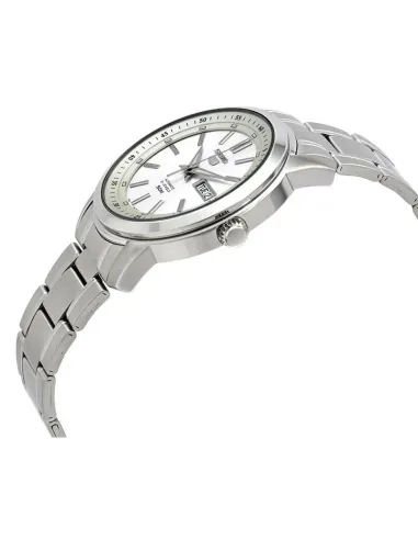 reloj automático hombre Seiko 5 SNKM83K1 dial blanco 43mm correa acero 50m water resist