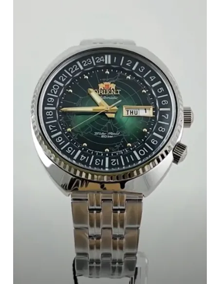 Reloj automático Orient Revival World Map Automatic RA-AA0E02E dial verde 43.5mm correa acero 200m water resist RA-AA0E02E19