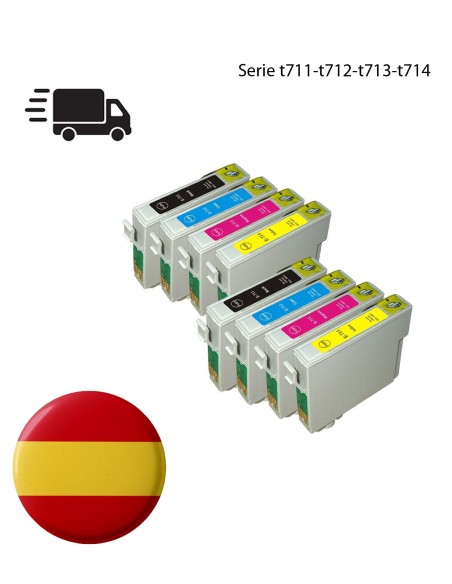 8 tintas  para Epson SX100 SX105 SX110 SX115 SX218 SX205 SX210 SX215 SX510w t0711-t0712-t0713-t0714