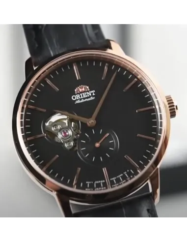 Reloj automático hombre Orient RA-AR0103B Open Heart correa cuero dial negro 40mm (permite cuerda manual)