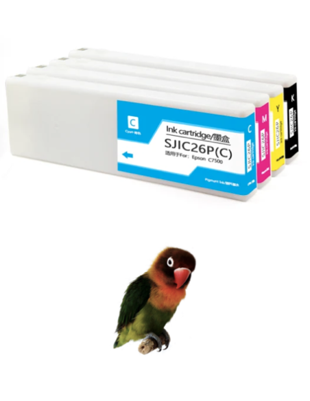 4 Tintas Compatibles para Epson SJIC26P Amarillo Cartucho de Tinta Pigmentada para ColorWorks C7500, TM-C7500