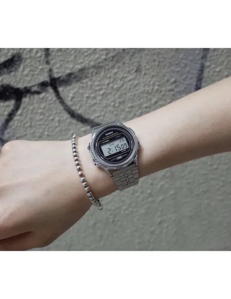 Reloj joven unisex Casio A171WE-1A alarma cronómetro luz correa acero