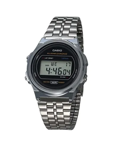 Reloj joven unisex Casio A171WE-1A alarma cronómetro luz correa acero