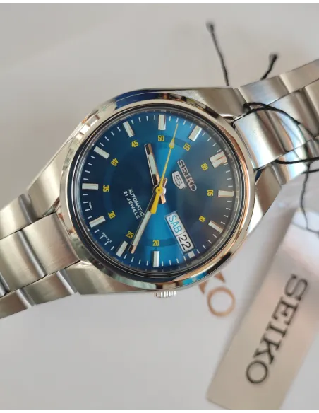 reloj automático hombre Seiko 5 SNK615K1 dial azul 37mm correa acero