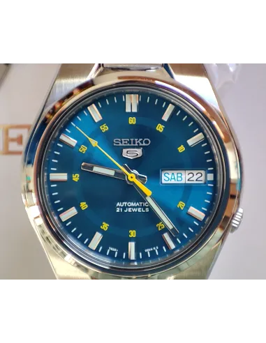 reloj automático hombre Seiko 5 SNK615K1 dial azul 37mm correa acero