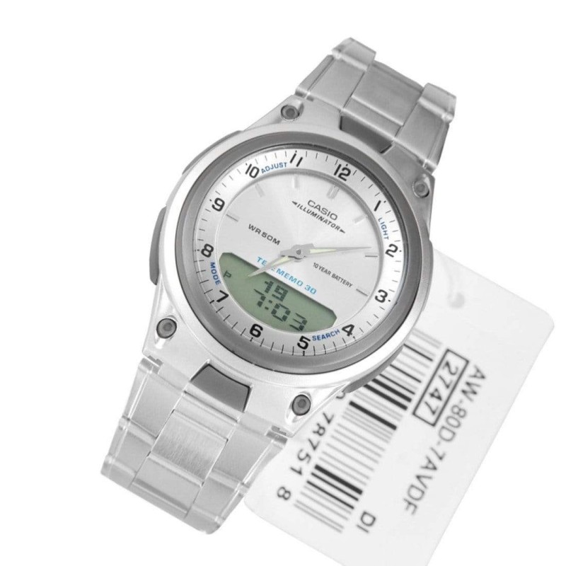 reloj hombre CASIO aw-80d-7a Hora Mundial - 30 telememo - 10 años batería