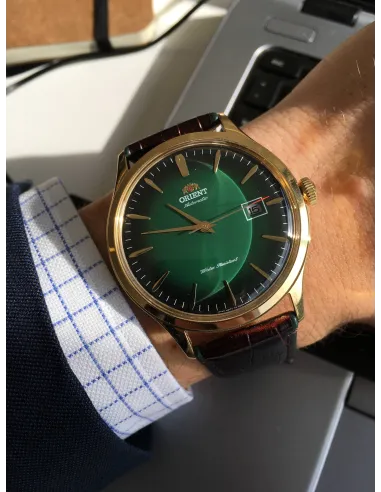 reloj hombre automático Orient Bambino FAC08002F verde cuero