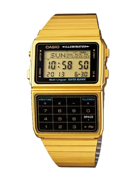 Reloj Casio Unisex DBC-611G-1 Iluminador dorado Telememo Calculadora