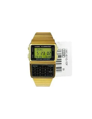 Reloj Casio Unisex DBC-611G-1 Iluminador dorado Telememo Calculadora