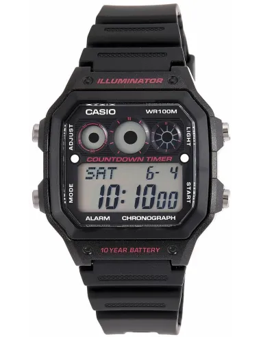 reloj deportivo hombre Casio AE-1300WH-1A2 Hora Mundial Luz LED - Árbitro - Alarma - 10 años batería